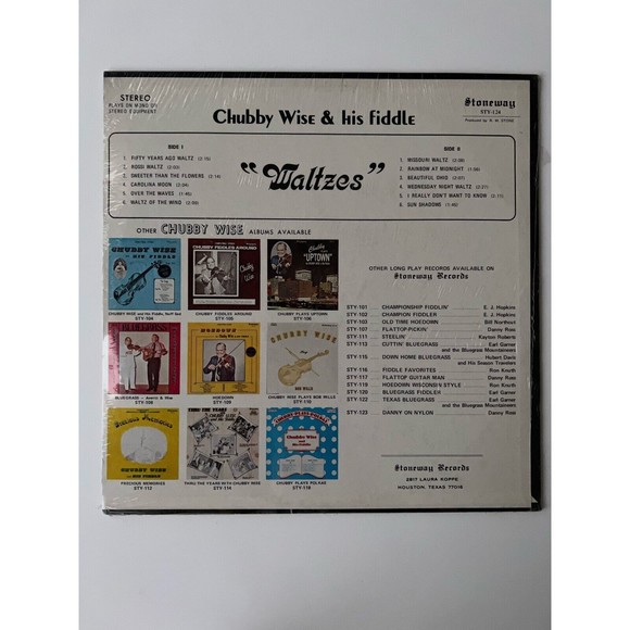 Chubby Wise & His Fiddle Waltzes LP Stoneway STY-124 NEW SEALED - Picture 2 of 3